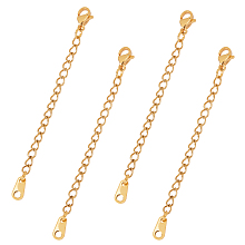 Unicraftale 304 Stainless Steel Chain Extender, with Lobster Claw Clasps and Charms, Teardrop, Golden, 68mm