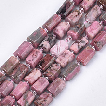 ARRICRAFT Natural Rhodonite Beads Strands, Faceted, Column, 9~11x6~7x6~7mm, Hole: 0.9mm, about 17pcs/strand, 7.87 inches