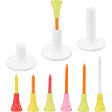 CHGCRAFT 12Pcs 3Size Mixed Colors Plastic Golf Tees Golf with 3pcs Rubber Tee Holder for Driving Range Golf Practice Mat Indoor Outdoor Height 56-86mm