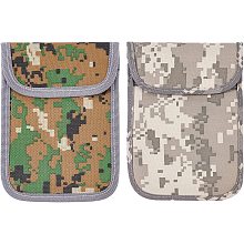 OLYCRAFT 2pcs Camouflage Mobile Phone Radiation Protection Shielding Bags RFID Blocking Car Remote Key Security Car RFID Signal Blocking Anti-Theft Pouch Anti-Hacking Case Blocker for Car Keys Phone