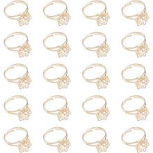 CHGCRAFT 20Pcs Adjustable Brass Ring Setting Open Cuff Ring Findings Oval Cabochon Filigree Bezel Tray Blank for DIY Ring Jewelry Making Wedding Birthday Gift