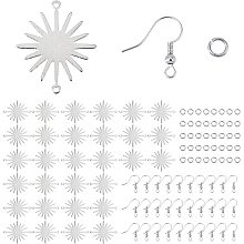 CREATCABIN 1 Box 15 Pairs Sun Connector Charms Silver Brass Links Platinum Plated Vintage Galaxy Space Solar Shaped Pendants Blanks Hooks Jump Rings for Earring Making Kit DIY Beginners Women Findings