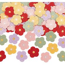 FINGERINSPIRE 100 PCS 5 Colors Crochet Flowers Applique 1inch Sewing Flowers Cloth Patches Handmade Knitted Flowers Patches Crocheted Floral Costume Accessories for Clothing Repair DIY Craft Decor