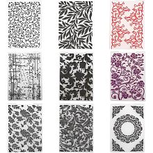 GLOBLELAND 9Pcs 9 Styles Embossing Folders Concave Convex Embossing Stencils Plastic Embossing Folders Photo Templates for Handcraft Photo Album Decoration Scrapbooking Album Craft