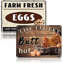 GLOBLELAND 2pcs 10x7in Funny Chicken Coop Sign Farm Fresh Eggs Last One in is A Rotten Egg Aluminum Funny Chicken Yard Sign for Farmhouse Home Wall Decoration