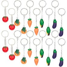 NBEADS 45 Pcs Vegetables Keychains Making Kits, Resin Pendants Resin Keychain Eggplant Maize Pumpkin Carrot Tomato Shape Charms for Jewelry Making Keyring Bag Hanging Ornament Decor