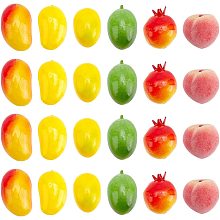 PandaHall Elite 24pcs Mini Fruit, 6 Styles Artificial Fruit Faux Mangoes/Peaches/Pomegranates/Limes for Home House Kitchen Table Photography Party Decoration Photo Props Lemon Model DIY Crafts