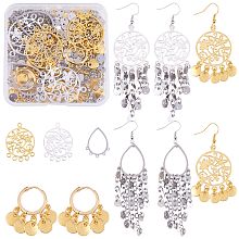 DIY Chandelier Earring Making Kit, Including Brass Hoop Earring Findings, Alloy Link & Pendants, Teardrop & Flat Round Stainless Steel Curb Chain & Links Connectors, Iron Earring Hooks, Platinum & Golden