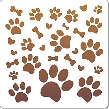 GORGECRAFT Paw Print Stencil Dog Bone Heart Pattern Template 30x30cm Large Reusable Plastic Square Stencil Sign for Painting on Wood Wall Scrapbook Card Floor Drawing DIY Furniture Decor Crafts