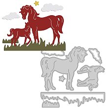 GLOBLELAND Horse Metal Cutting Dies Animals Die Cuts for DIY Scrapbooking Holiday Greeting Cards Making Album Diary Envelope Decoration, Matte Platinum