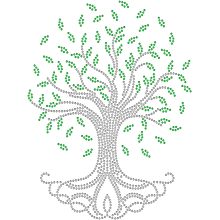 SUPERDANT Tree of Life Rhinestone Iron on Hotfix Transfer Green Leaves Crystal Rhinestone Heat Transfer Decal for Clothing T-Shirt Vest Shoes Hat Jacket Decor Clothing DIY Accessories