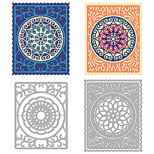 GLOBLELAND Mandala Theme Carbon Steel Cutting Dies Stencils, for DIY Scrapbooking, Photo Album, Decorative Embossing Paper Card, Stainless Steel Color, Floral Pattern, 124x154x0.8mm, 4pcs/set