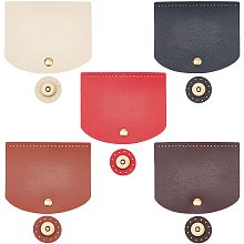 PandaHall Elite Bag Flip Cover, 5 Colors 4.7 x 4 Inch Rectangle Imitation Leather Bag Cover Sew on Faux Leather Tab Closure with Alloy Buckle for DIY Handbag Purse Shoulder Bag Making Supplies, 5Pcs/Set