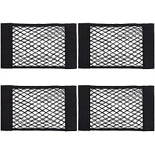 OLYCRAFT 4Pcs Black Universal Mesh Cargo Net Polyester Seat Back Net Bag Car Seat Mesh Organiser Elastic Small Automotive Cargo Net Pocket Wall Sticker Organizer for Car Accessories 15.7x9.8x0.2inch