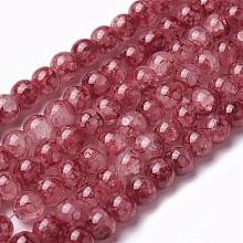 Honeyhandy Spray Painted Glass Beads Strands, Round, Indian Red, 8~8.5mm, Hole: 1.5mm, about 100pcs/strand, 31.1 inch(79cm)