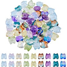 SUPERFINDINGS 144Pcs 9 Colors Bear Print Loose Beads Transparent Glass Colorful Spacer Beads Crystal Spray Painted Bulk Beads Charms for Bracelets Necklaces Jewelry Making DIY