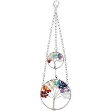 Arricraft 1 Pc Tree of Life Hanging Ornament, Feng Shui Hanging Ornament Chakra Stones Wall Decor Window Hanger Indoor Decoration for Window Home Decor Car Charms