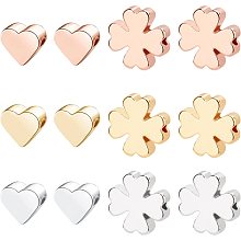 BENECREAT 30PCS 2 Shapes Brass Spacer Beads 3 Mixed Color Heart Beads Clover Beads for Bracelet Necklace DIY Jewelry Making