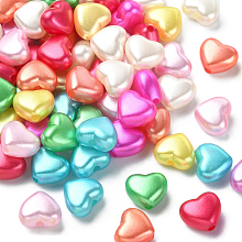 Honeyhandy 200Pcs ABS Plastic Imitation Pearl Beads, Heart, Mixed Color, 9mm