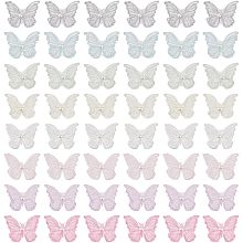 FINGERINSPIRE 48 PCS 8 Colors Butterfly Lace Patches Double Layered 3D Butterfly Organza Patches with Imitation Pearl Butterfly Sewing Embroidery DIY Patches for Party Wedding Bridal Dress Decoration