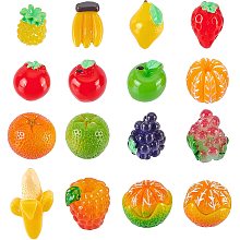 NBEADS 32 Pcs Resin Fruit Charms, Imitation Food Beads No Hole Slime Charms Fruit Resin Beads for DIY Crafts, Decorations, Scrapbooking, Embellishments, Hair Clip Decor