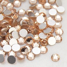 Honeyhandy Glass Flat Back Rhinestone, Grade A, Back Plated, Faceted, Half Round, Light Peach, 3.8~4mm, about 1440pcs/bag