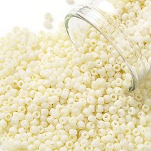 TOHO Round Seed Beads, Japanese Seed Beads, (762) Opaque Pastel Frost Egg Shell, 11/0, 2.2mm, Hole: 0.8mm, about 1110pcs/bottle, 10g/bottle