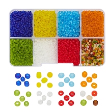 ARRICRAFT 8 Colors Glass Seed Beads, Frosted Colors, Round, Mixed Color, 2mm, Hole: 1mm, about 15g/color