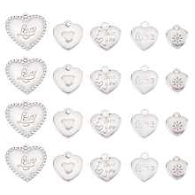 DICOSMETIC 20Pcs 5 Style Stainless Steel Heart Shape Tag Pendants Hypoallergenic Charms Tiny Heart Side Pendants Valentine’s Day Accessories for DIY Love Necklaces Bracelets Charms