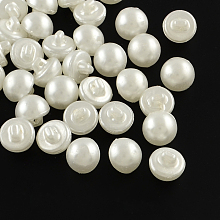 Honeyhandy 1-Hole Acrylic Shank Buttons, Imitation Pearl Style, Half Round, White, 12x11mm, Hole: 1mm