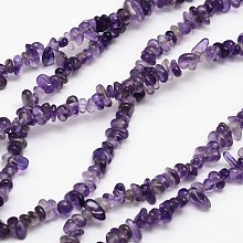 Honeyhandy Chips Natural Amethyst Beads Strands, 3~8x3~12x3~5mm, Hole: 1mm, about 32 inch