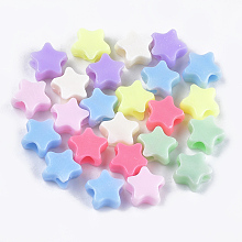 Arricraft Opaque Acrylic Beads, Star, Mixed Color, 9.5~10x10.5x5mm, Hole: 3.5mm, about 210pcs/50g