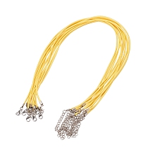 Honeyhandy Waxed Cord Necklace Making, with Zinc Alloy Lobster Clasps, Platinum, Yellow, 17.8 inch~18 inch(45.5~46cm), 2mm