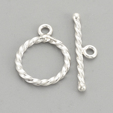 Honeyhandy Sterling Silver Toggle Clasps, with 925 Stamp, Ring, Silver, 16x12x1.5mm, Hole: 1.5mm