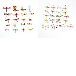 Gorgecraft 6 Bags 2 Style Stickers, Waterproof PET Adhesive Stickers Set, Dragonfly, Mixed Color, 5x6x0.01cm