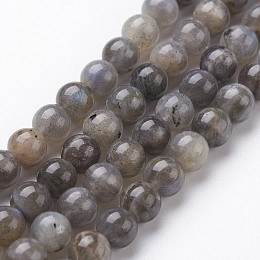 ARRICRAFT Natural Labradorite Bead Strands, Round, 4mm, Hole: 0.5mm, about 95pcs/strand, 15.3 inches(390mm)