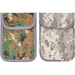 OLYCRAFT 2pcs Camouflage Mobile Phone Radiation Protection Shielding Bags RFID Blocking Car Remote Key Security Car RFID Signal Blocking Anti-Theft Pouch Anti-Hacking Case Blocker for Car Keys Phone