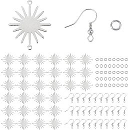 CREATCABIN 1 Box 15 Pairs Sun Connector Charms Silver Brass Links Platinum Plated Vintage Galaxy Space Solar Shaped Pendants Blanks Hooks Jump Rings for Earring Making Kit DIY Beginners Women Findings