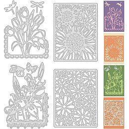 GLOBLELAND 4 Pcs Flower Border Frame Metal Cutting Dies Embossing Stencils Template for DIY Card Scrapbooking Craft Album Paper Decor