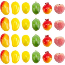 PandaHall Elite 24pcs Mini Fruit, 6 Styles Artificial Fruit Faux Mangoes/Peaches/Pomegranates/Limes for Home House Kitchen Table Photography Party Decoration Photo Props Lemon Model DIY Crafts