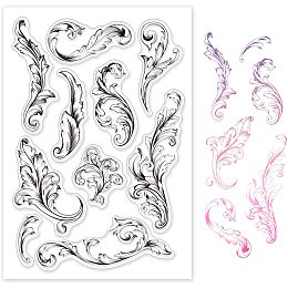 GLOBLELAND Retro Flower Silicone Clear Stamps Curly Leaf Transparent Stamp for Christmas Birthday Thanksgiving Cards Making DIY Scrapbooking Photo Album Decoration Paper Craft