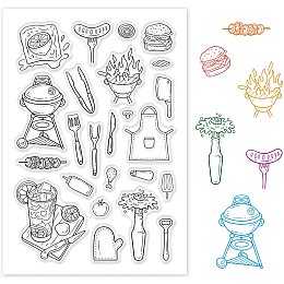 GLOBLELAND Summer Barbecue Clear Stamps Party BBQ Holiday Silicone Stamp for Card Making Decoration and DIY Scrapbooking