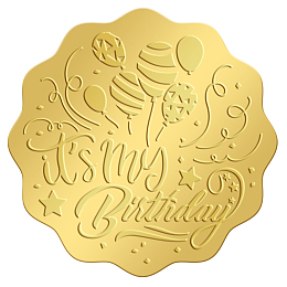 CRASPIRE 2 Inch Gold Embossed Envelope Seals Stickers It’s My Birthday 100pcs Adhesive Embossed Foil Seals Stickers Label for Wedding Invitations Gift Packaging