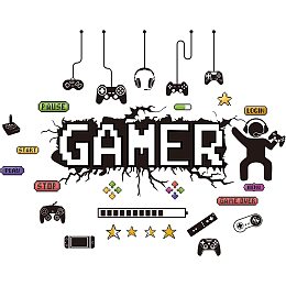 SUPERDANT Game Theme Vinyl Wall Stickers Gamepad Button Wall Decal Wall Art Stickers for Home Bedroom Living Room Decorations