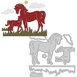 GLOBLELAND Horse Metal Cutting Dies Animals Die Cuts for DIY Scrapbooking Holiday Greeting Cards Making Album Diary Envelope Decoration, Matte Platinum