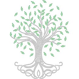 SUPERDANT Tree of Life Rhinestone Iron on Hotfix Transfer Green Leaves Crystal Rhinestone Heat Transfer Decal for Clothing T-Shirt Vest Shoes Hat Jacket Decor Clothing DIY Accessories