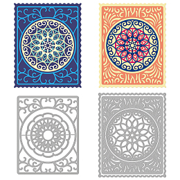 GLOBLELAND Mandala Theme Carbon Steel Cutting Dies Stencils, for DIY Scrapbooking, Photo Album, Decorative Embossing Paper Card, Stainless Steel Color, Floral Pattern, 124x154x0.8mm, 4pcs/set