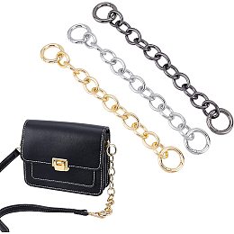 WADORN 3 Colors Purse Chain Strap, 8.1 Inch Aluminum Bag Extension Chain Short Shoulder Strap Replacement Handbag Chain Extender with O Ring Decoration Chain Charms for Satchel Clutch Crossbody Bag