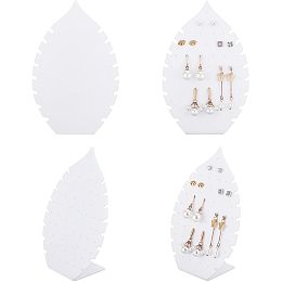 4 Pcs Acrylic Earring Holder, White Earring Display Stands Leaf Shaped Jewelry Show Rack Necklace Earring Organizer for Earring Necklace Jewelry Shows Retail Photography Props