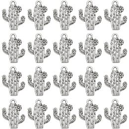 SUNNYCLUE 1 Box 100Pcs Silver Cactus Charms Antique Desert Charm Tibetan Vintage Alloy Flower Plants Charm Bulks Bead for Jewelry Making Charms Necklace Bracelet DIY Craft Findings Supplies Accessory